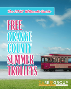 Free Orange County summer trolleys 2026 guide featuring OC coastal trolley transportation connecting Laguna Beach, Newport Beach, Dana Point, and South Orange County