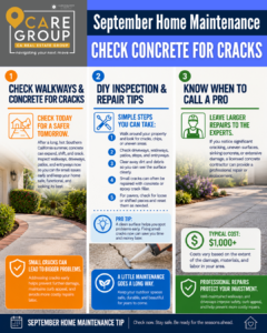 Southern California home walkway being inspected for concrete cracks and uneven surfaces before the rainy season