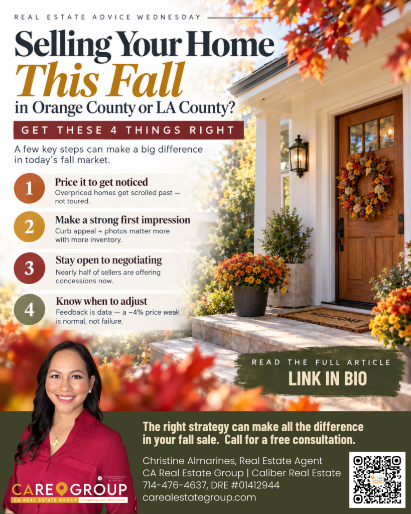 Selling your home this fall in Orange County or Los Angeles County – four seller tips