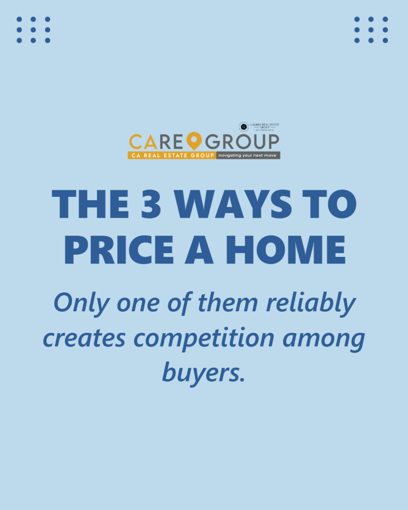 The three ways to price a home for sale in Orange County and Los Angeles County: below market value, at market value, and above market value