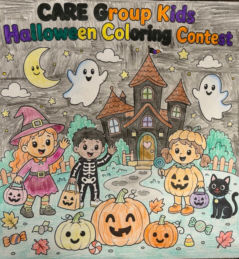 Halloween coloring contest artwork by Alana, Grade 5