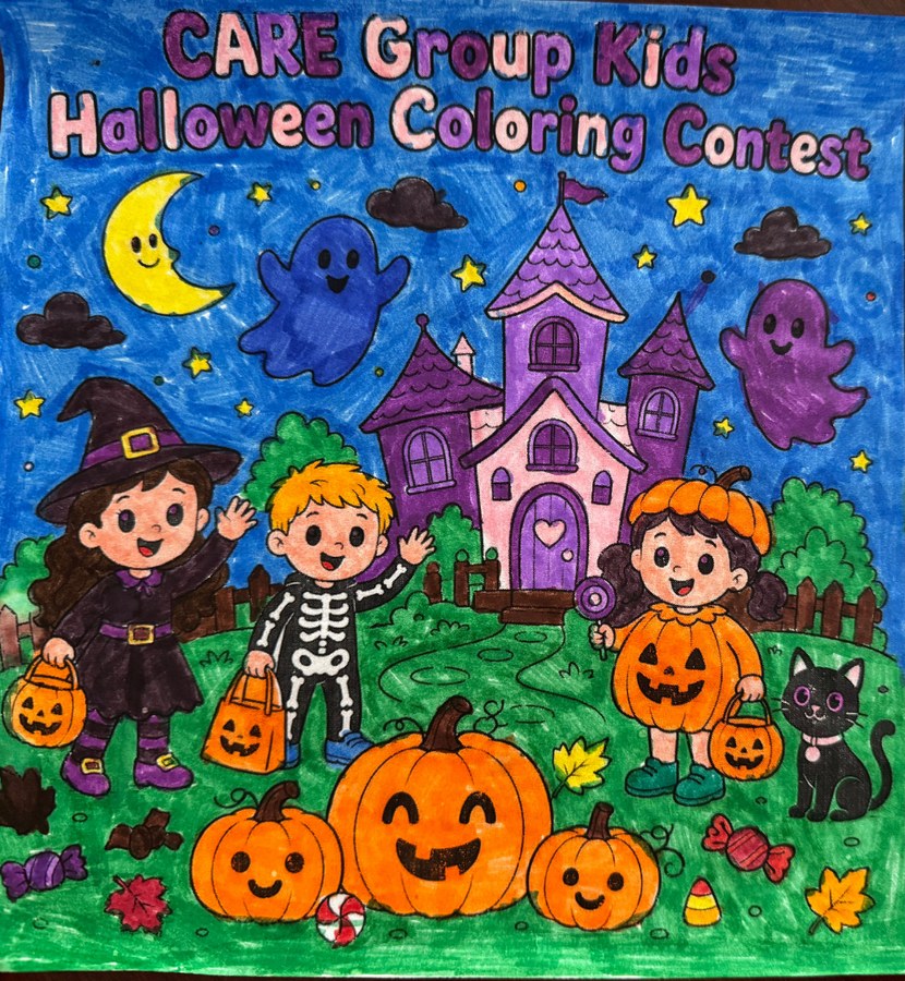 Halloween coloring contest artwork by Courtney, Kindergarten