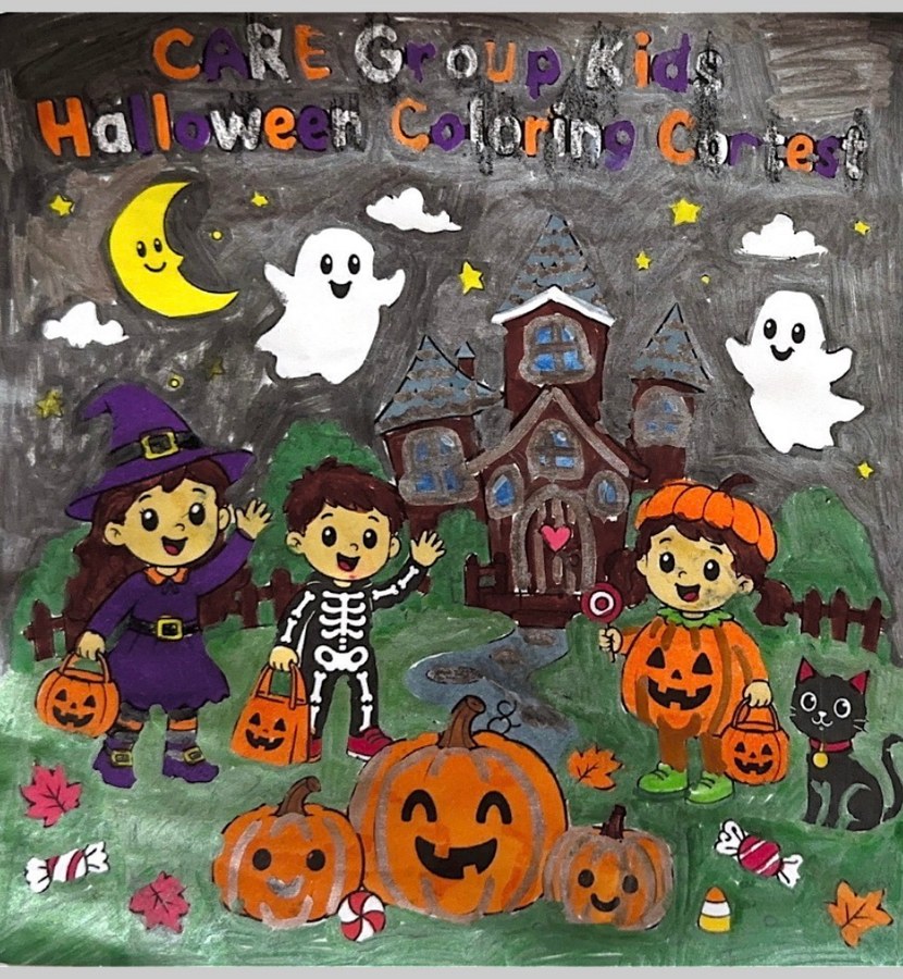Halloween coloring contest artwork by Cruz, Grade 2