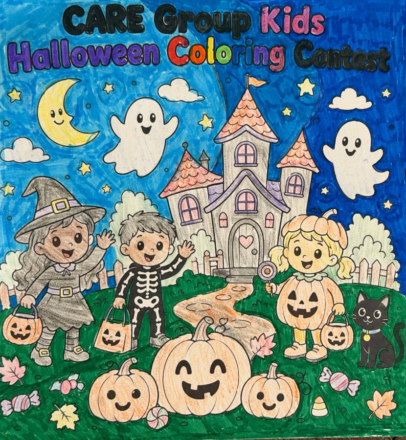 Halloween coloring contest artwork by Kyla, Grade 3