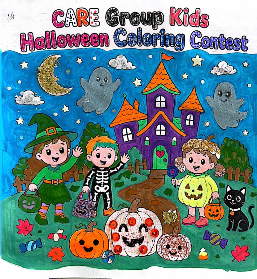 Halloween coloring contest artwork by Mariam, Grade 4