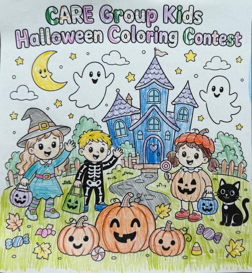Halloween coloring contest artwork by Mira, Grade 3